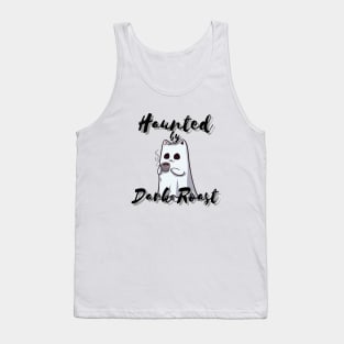 Haunted By Dark Roast | Ghost Cat Holding a Cup of Coffee Tank Top